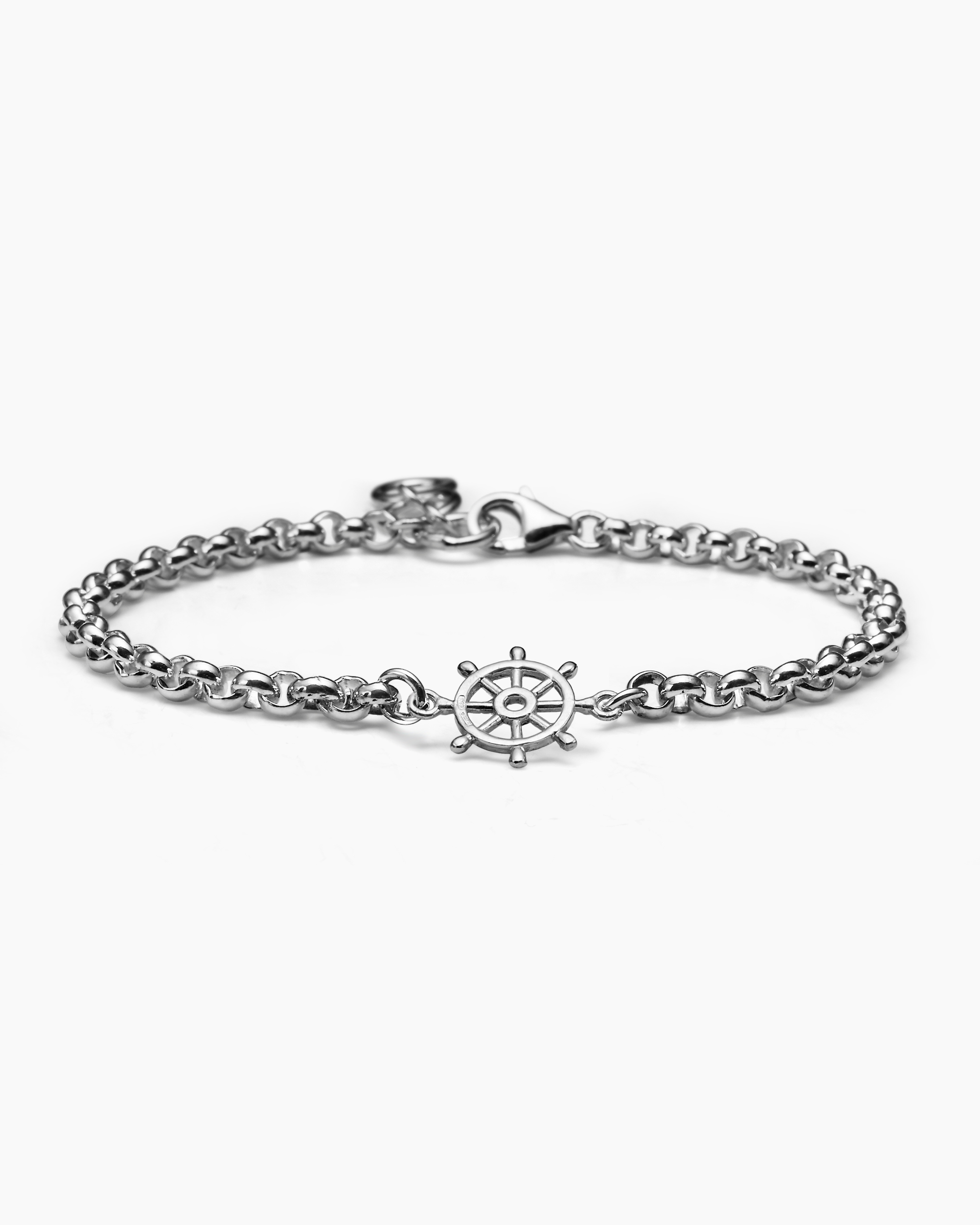 Neptun-Armband für Herren in Silber mit ineinander verschlungenen Kreisen und Ruder