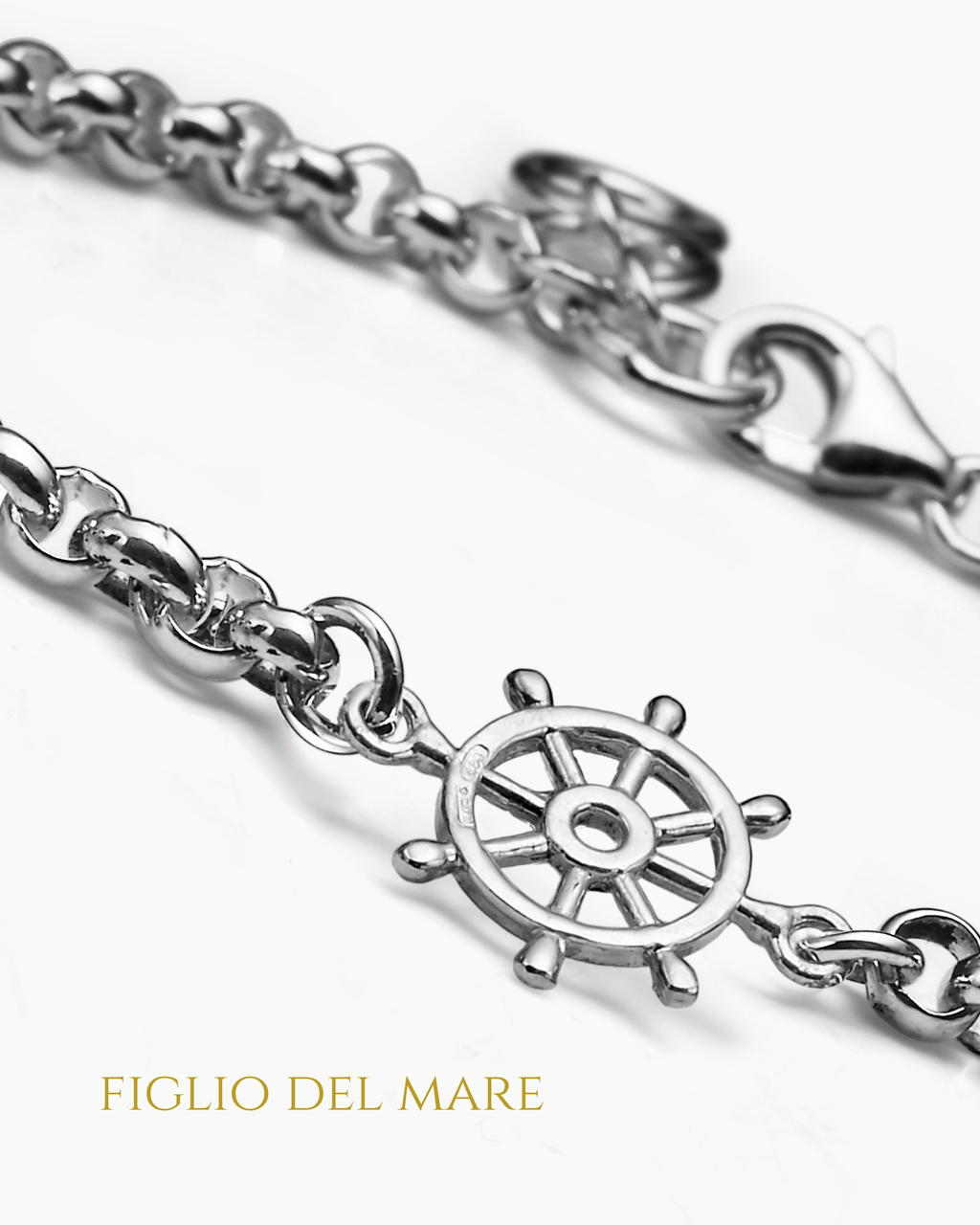 Neptun-Armband für Herren in Silber mit ineinander verschlungenen Kreisen und Ruder
