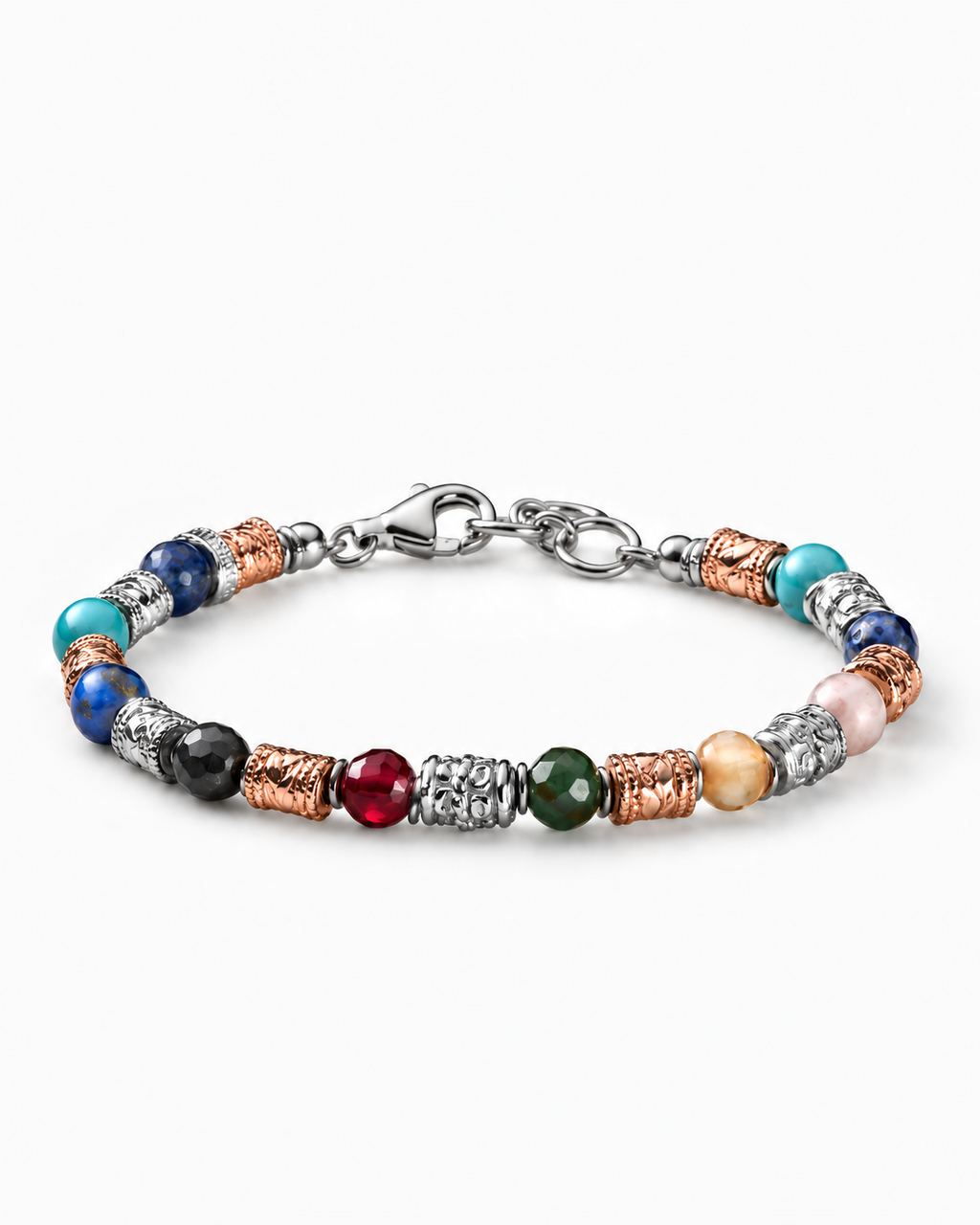Herrenarmband aus der Siena Luxury Kollektion, zweifarbig, Silber und Steine