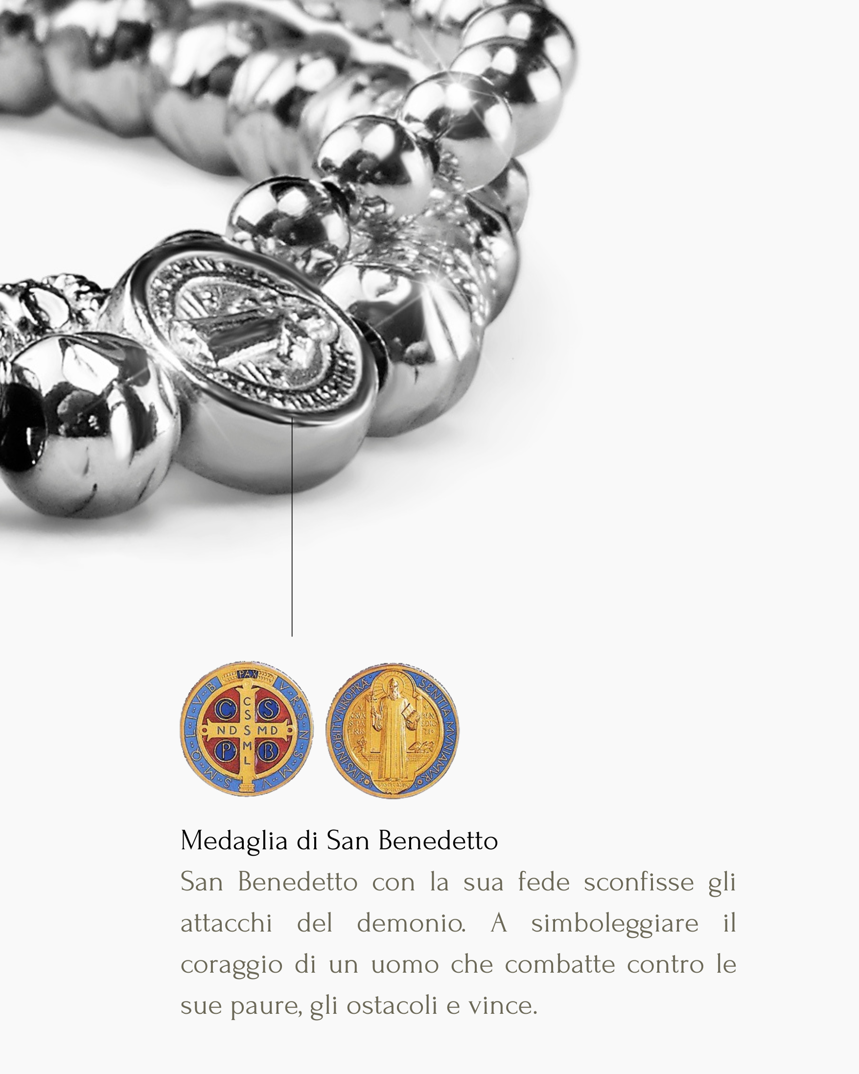 Doppelt drehbares Herrenarmband in Silber mit kleinen und großen Kugeln und individuellem Flügelanhänger