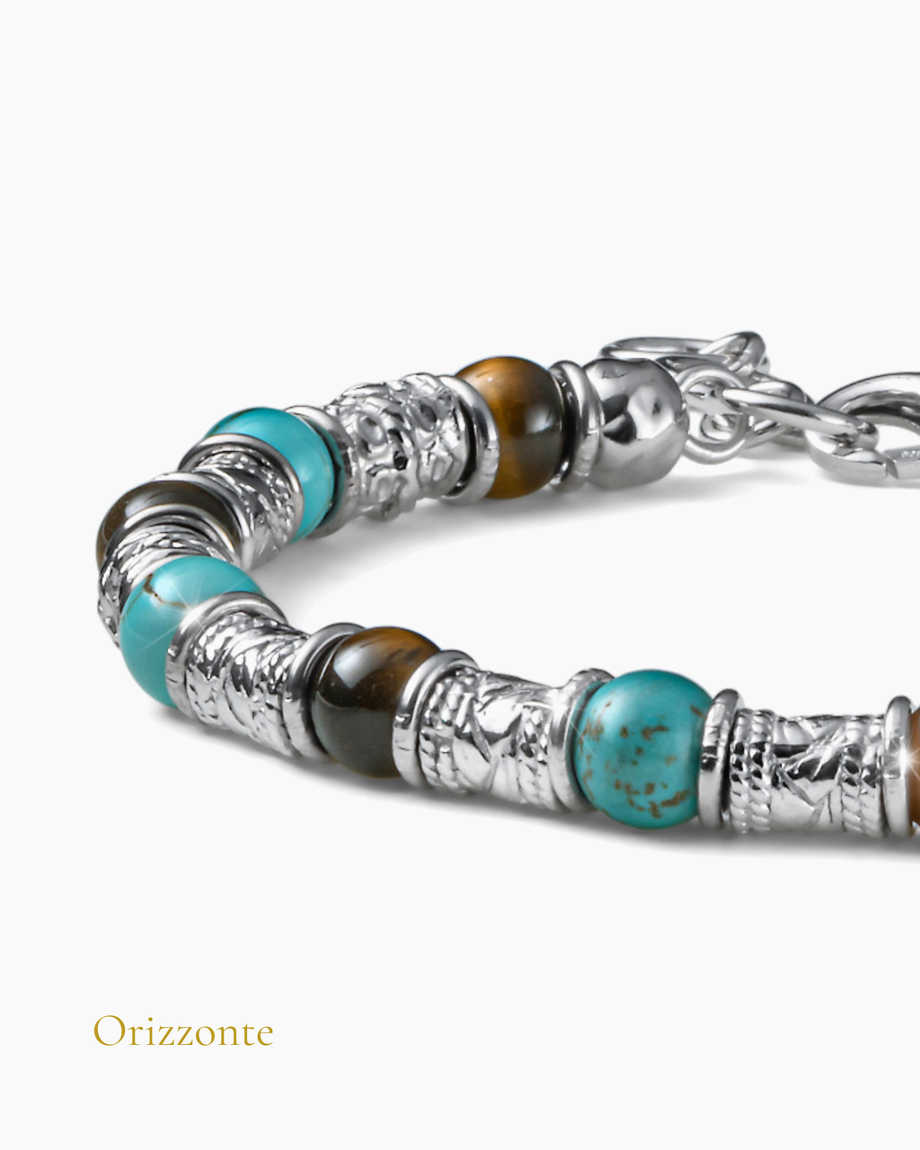 Siena Barilotti Herrenarmband aus Silber mit Aulith und Tigerauge