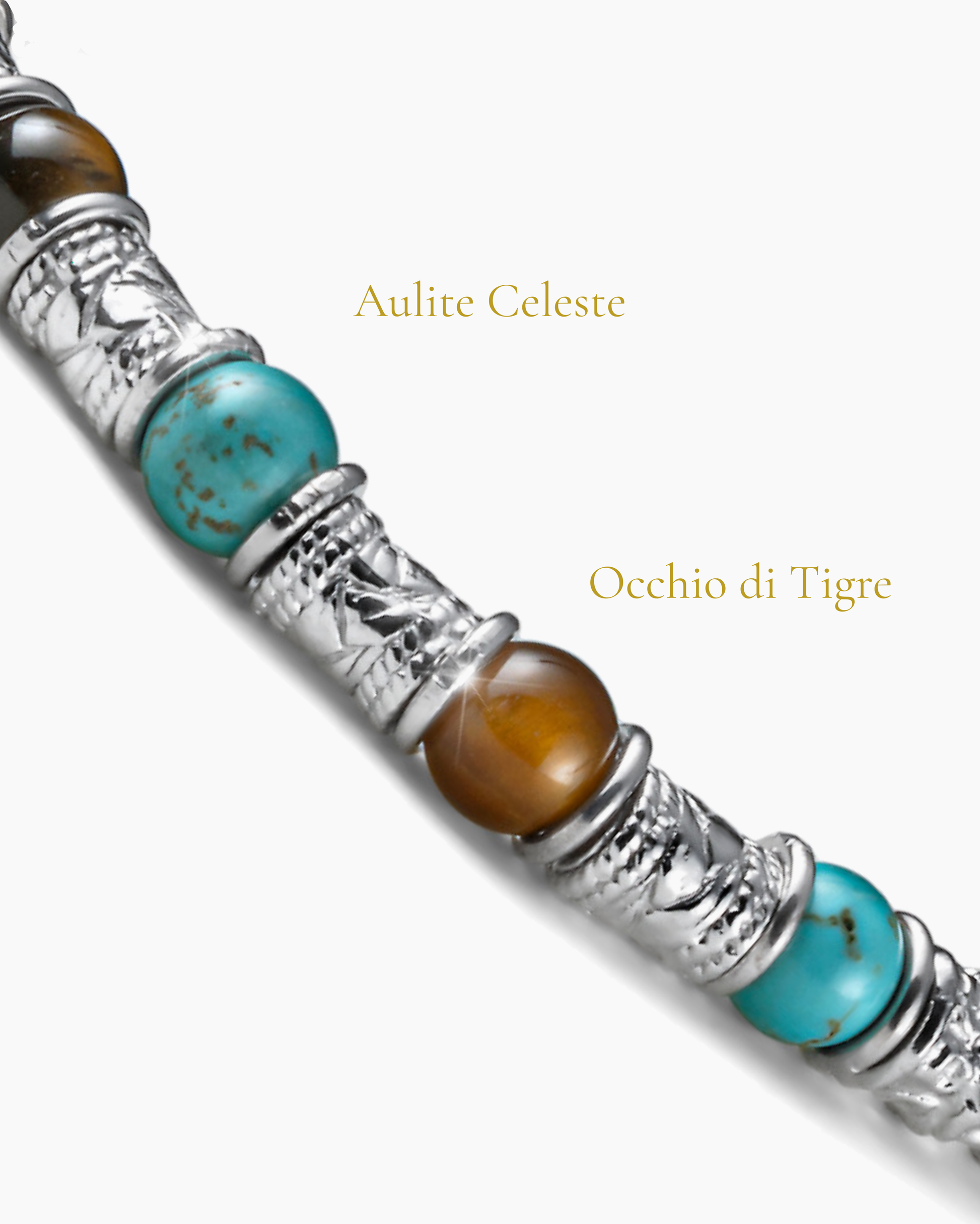 Siena Barilotti Herrenarmband aus Silber mit Aulith und Tigerauge