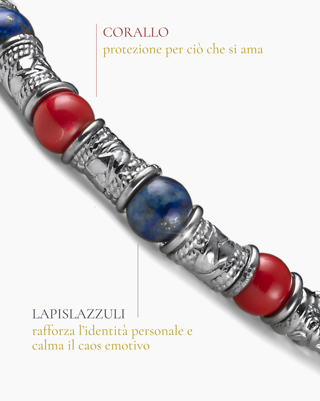 Siena Barilotti Herrenarmband aus Silber, Lapislazuli und Koralle